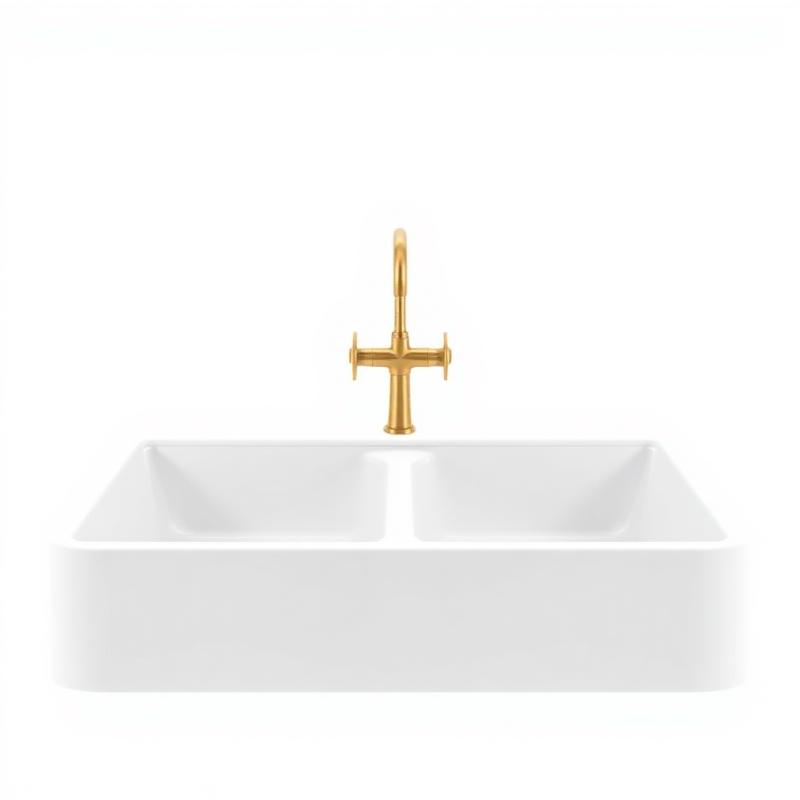 Farmhouse Apron Sink with Gold Tap