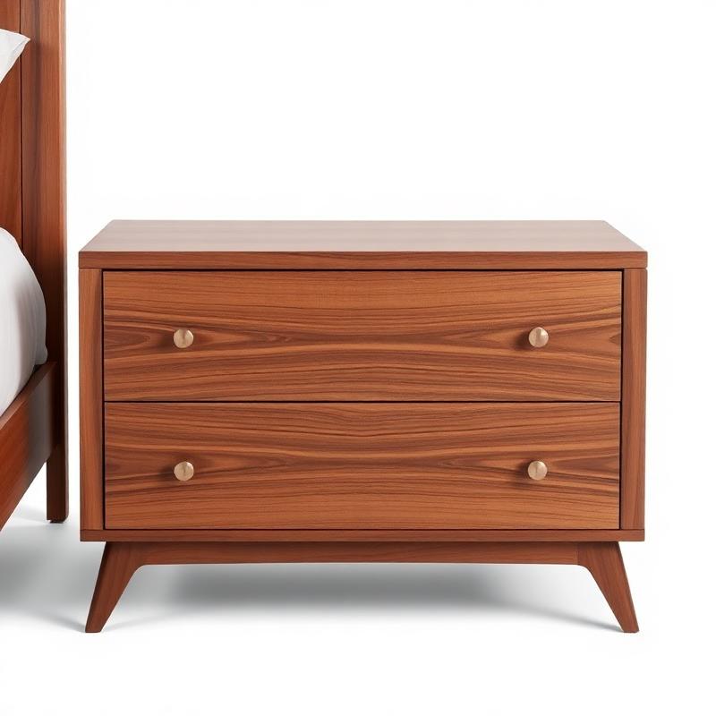 Walnut Two-Drawer Nightstand